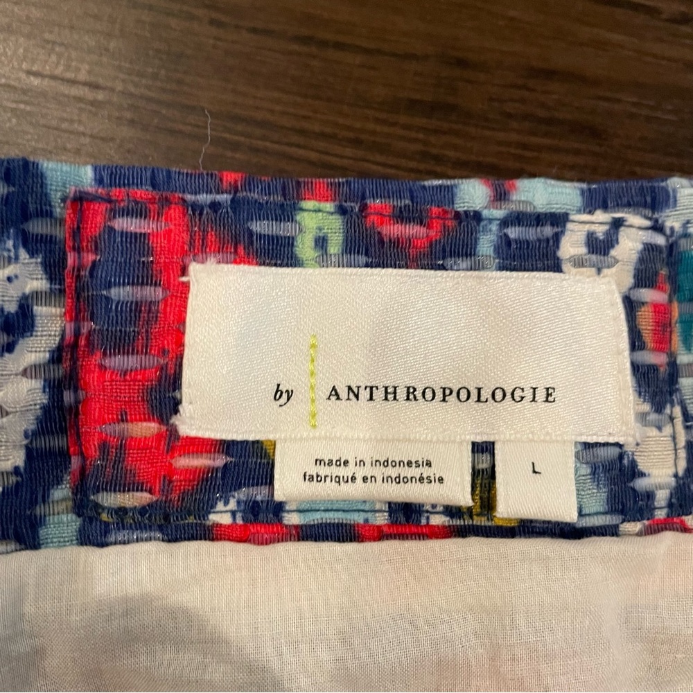 Anthropologie Edith Midi Skirt Blue Red Yellow Paisley Print Women’s Large - Picture 9 of 14